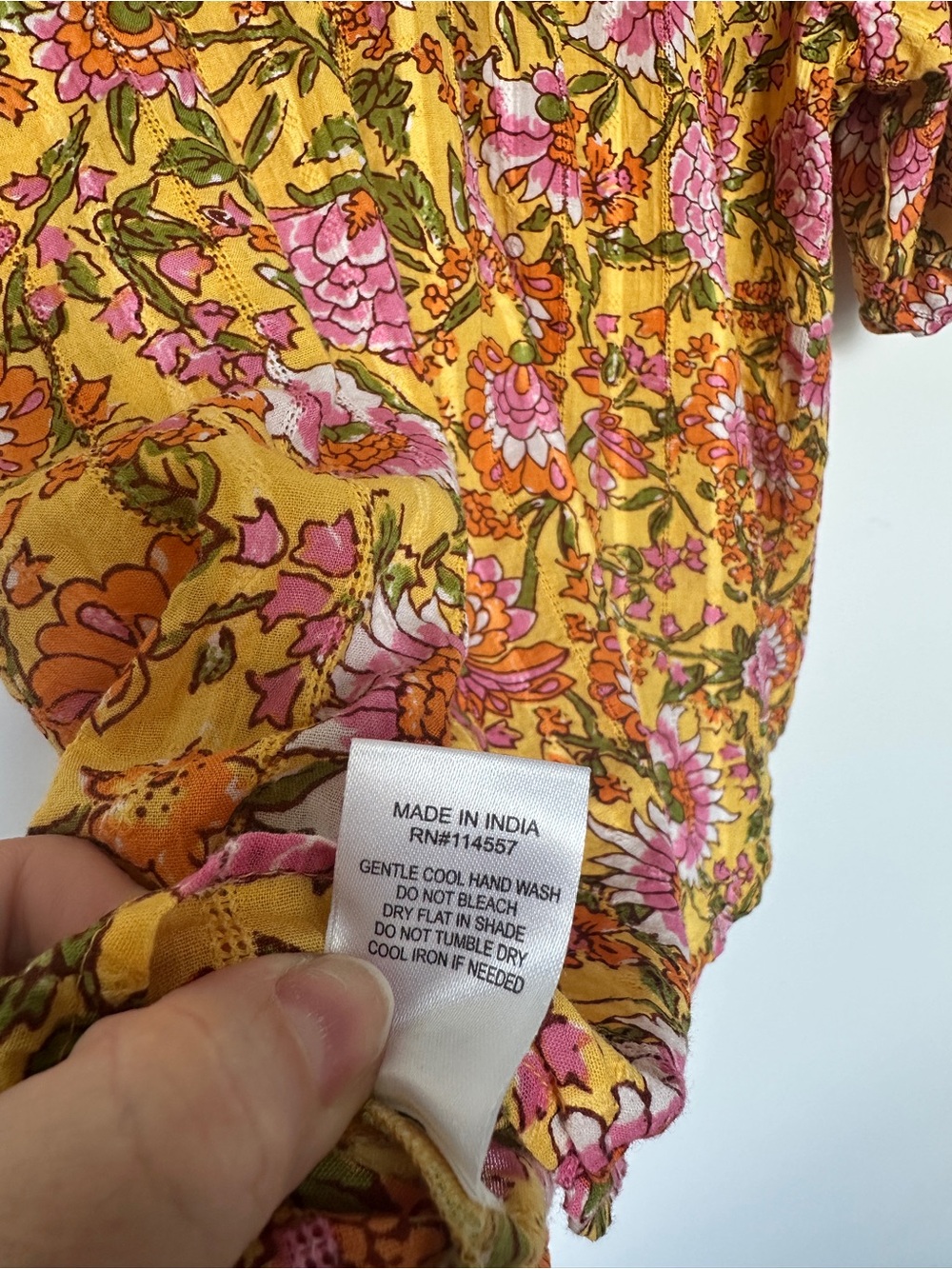 THML Floral Puff Sleeve Blouse in Yellow and Pink - Picture 10 of 10